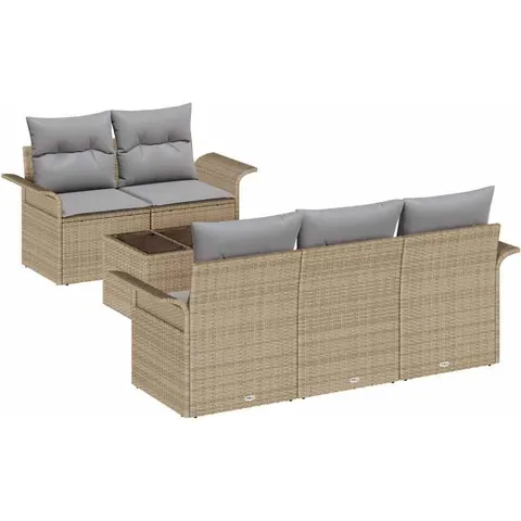 vidaXL Ensemble de Canapés 6 pc Beige polyrotin – 948267 – image 2