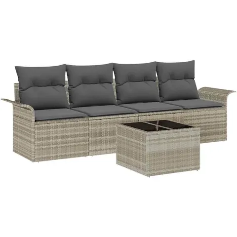 vidaXL Ensemble de Canapés 5 pc Gris clair polyrotin – 948182 – image 3