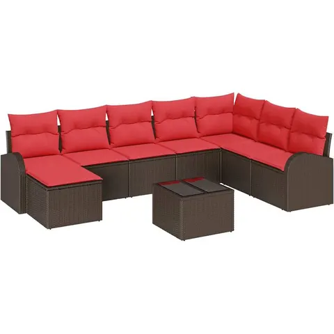 vidaXL Ensemble de canapé de jardin 9 pc Marron – 957603 – image 3