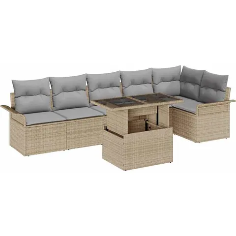 vidaXL Ensemble de canapé de jardin 7 pc Beige – 372369 – image 2