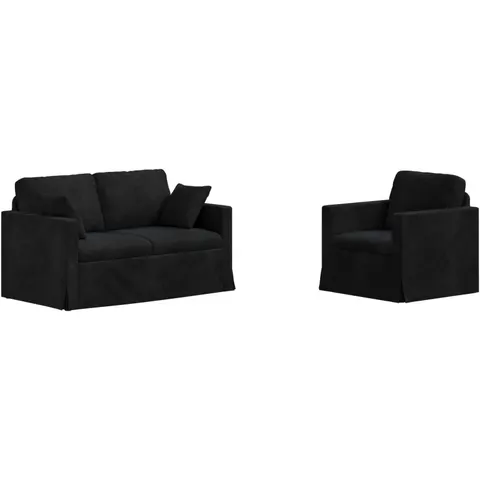 vidaXL Ensemble de Canapés 2 pc Noir Velours – 374003 – image 2