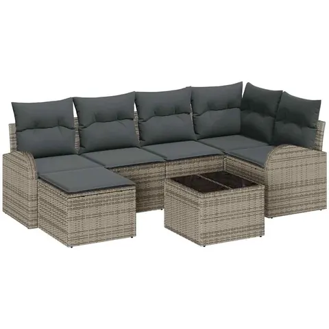 vidaXL Ensemble de Canapés 7 pc Gris polyrotin – 350596 – image 3
