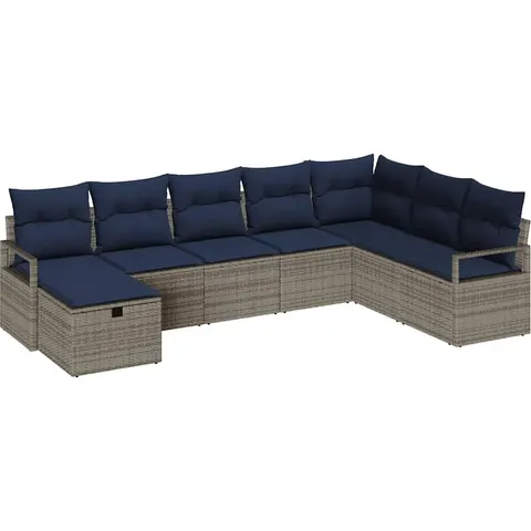 vidaXL Ensemble de Canapés 8 pc Gris polyrotin – 394378 – image 2