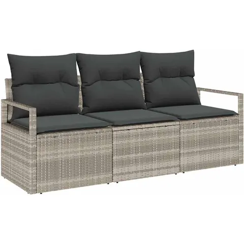vidaXL Ensemble de Canapés 3 pc Gris clair polyrotin – image 3