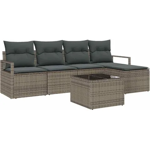 vidaXL Ensemble de Canapés 6 pc Gris clair polyrotin – 352897 – image 3