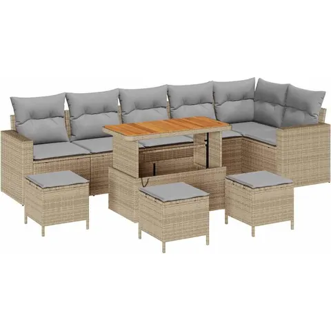 vidaXL Ensemble de canapé de jardin 10 pc Beige polyrotin – 417619 – image 2