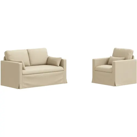 vidaXL Ensemble de Canapés 2 pc Crème tissu – 373853 – image 2