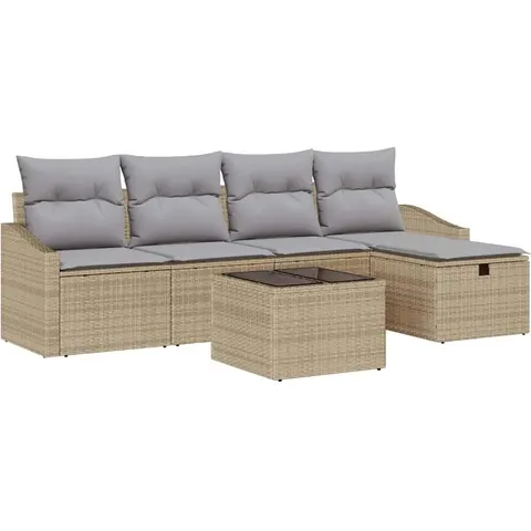 vidaXL Ensemble de Canapés 6 pc Beige polyrotin – 394729 – image 2