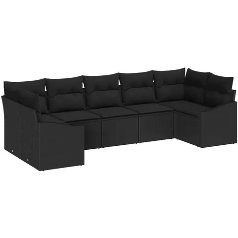 vidaXL Ensemble de Canapés 7 pc Noir polyrotin – 964595 – image 2
