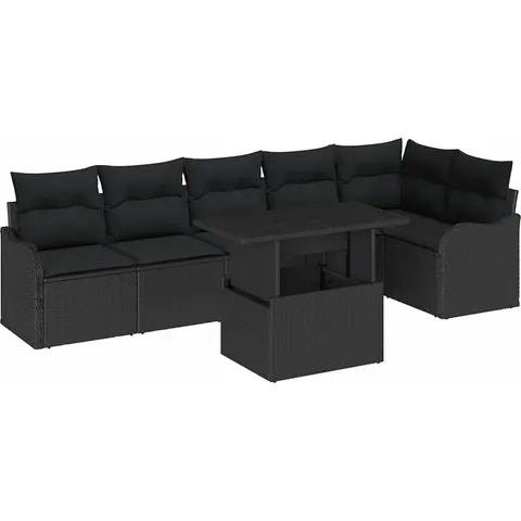 vidaXL Ensemble de Canapés 7 pc Noir Poly rotin – 985934 – image 3