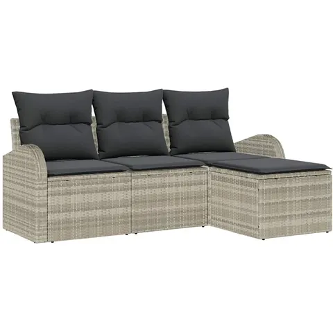 vidaXL Ensemble de Canapés 4 pc Gris clair polyrotin – 349323 – image 2