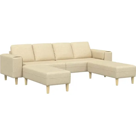 vidaXL Canapé de salon 3 pc Crème Polyester – image 2