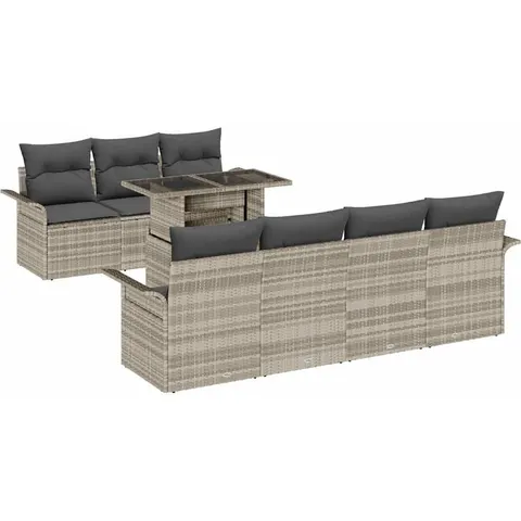 vidaXL Ensemble de canapé de jardin 8 pc Gris clair – 371683 – image 3