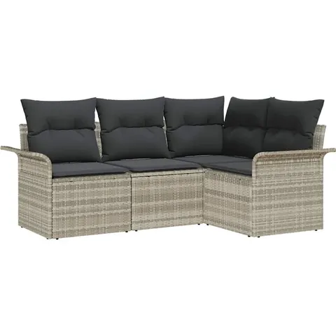 vidaXL Ensemble de canapé de jardin 4 pc Gris clair polyrotin – 342829 – image 2