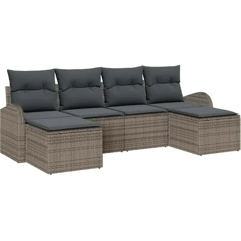 vidaXL Ensemble de Canapés 6 pc Gris polyrotin – 350893 – image 3