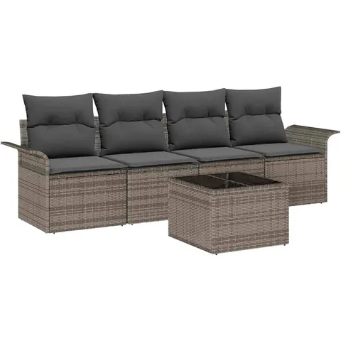vidaXL Ensemble de Canapés 5 pc Gris polyrotin – 948151 – image 3