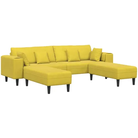 vidaXL Canapé 3 pc Jaune Velours – image 2