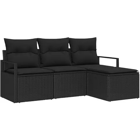 vidaXL Ensemble de Canapés 4 pc Noir polyrotin – 352736 – image 2
