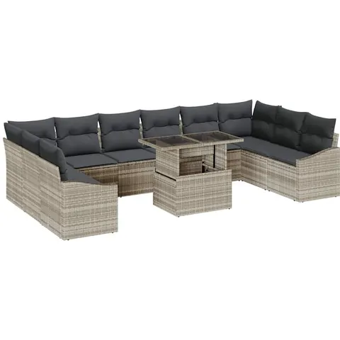 Ensemble de Canapés 11 pc Gris clair polyrotin vidaXL – image 2