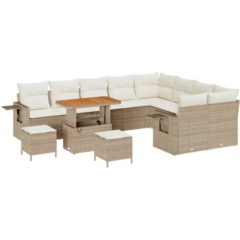 vidaXL Ensemble de canapé de jardin 12 pc Beige polyrotin – 419057 – image 2