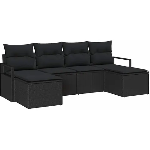 vidaXL Ensemble de Canapés 6 pc Noir polyrotin – 354334 – image 2