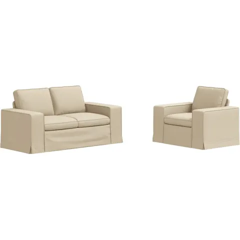 vidaXL Ensemble de Canapés 2 pc Crème tissu – 373921 – image 2
