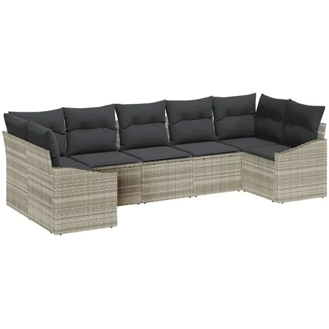 vidaXL Ensemble de Canapés 7 pc Gris clair polyrotin – 964588 – image 3