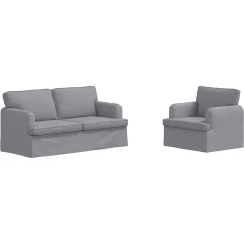 vidaXL Ensemble de Canapés 2 pc Gris clair tissu – 374478 – image 2