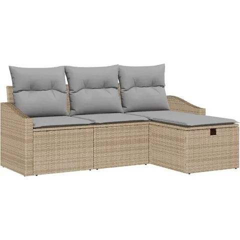 vidaXL Ensemble de Canapés 4 pc Beige polyrotin – 394521 – image 2