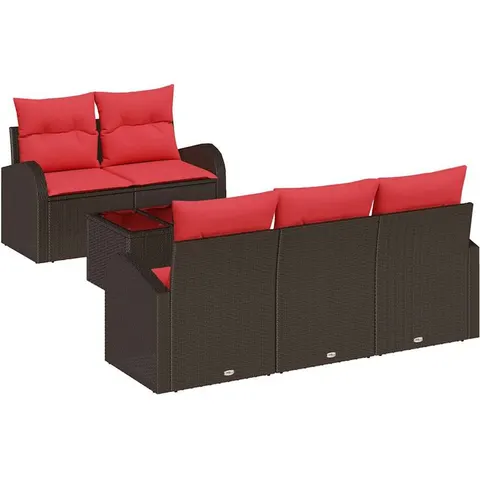 vidaXL Ensemble de Canapés 6 pc 5 place Marron Polyester – image 2