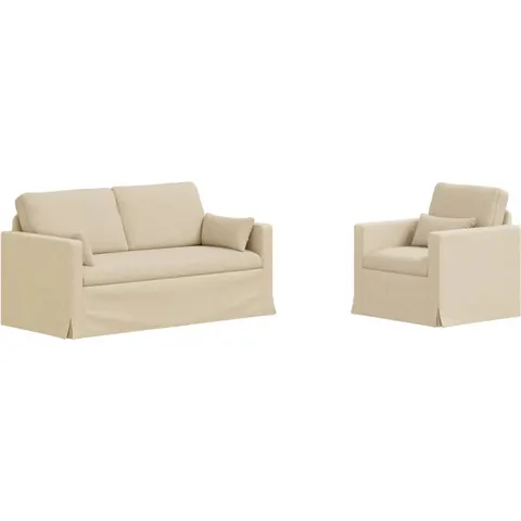 vidaXL Ensemble de Canapés 2 pc Crème tissu – 374294 – image 2