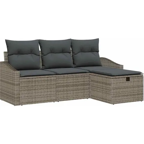 vidaXL Ensemble de Canapés 4 pc Gris polyrotin – 394514 – image 2