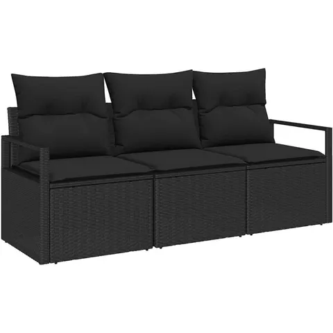 vidaXL Ensemble de Canapés 3 pc Noir polyrotin – 958297 – image 3