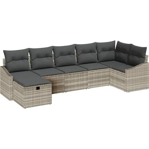 vidaXL Ensemble de Canapés 7 pc Gris clair polyrotin – 395047 – image 3