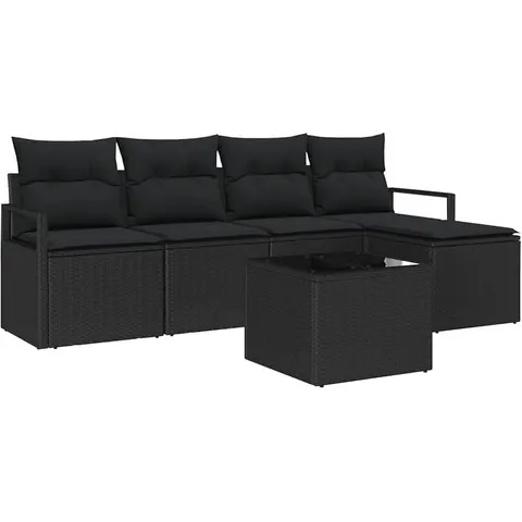 vidaXL Ensemble de Canapés 6 pc Noir polyrotin – 352934 – image 2
