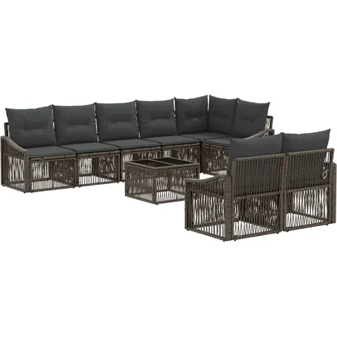 vidaXL Ensemble de canapé de jardin 9 pc Gris polyrotin – 544630 – image 3