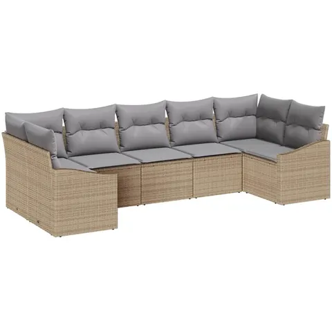 vidaXL Ensemble de Canapés 7 pc Beige polyrotin – 964564 – image 2