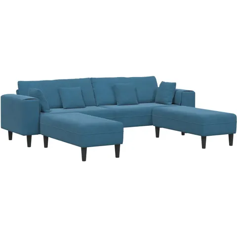 vidaXL Canapé 3 pc Bleu Velours – image 2
