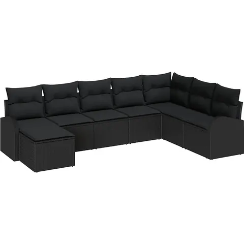 vidaXL Ensemble de Canapés 8 pc Noir polyrotin – 351036 – image 2