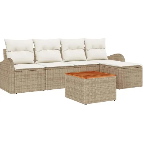 vidaXL Ensemble de canapé de jardin 6 pc Beige polyrotin – 976826 – image 3
