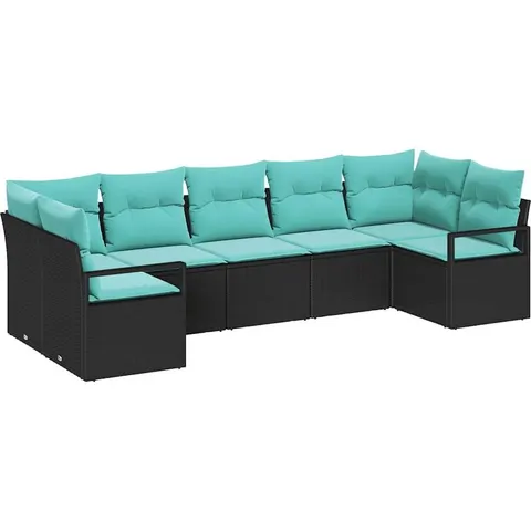 vidaXL Ensemble de Canapés 7 pc Noir polyrotin – 961228 – image 2