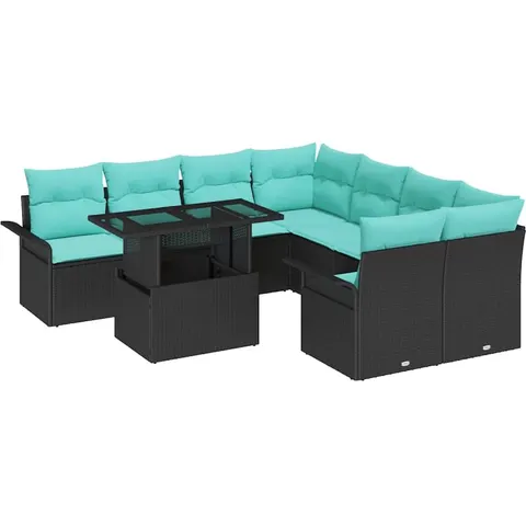 vidaXL Ensemble de canapé de jardin 9 pc Noir – 372024 – image 2