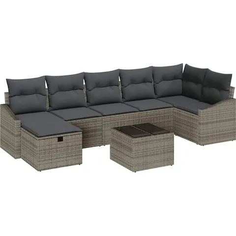 vidaXL Ensemble de Canapés 8 pc Gris polyrotin – 395115 – image 3