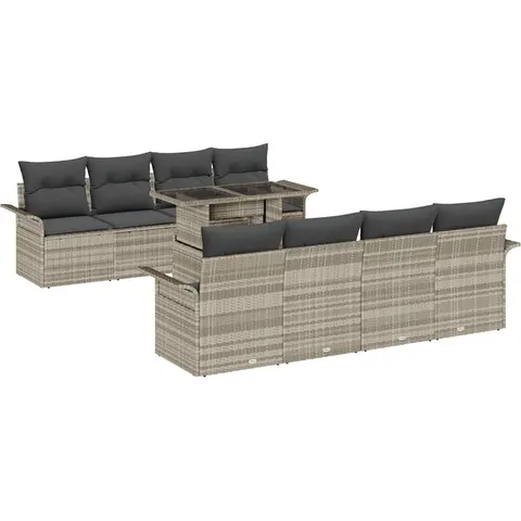 vidaXL Ensemble de canapé de jardin 9 pc Gris clair – 371881 – image 2