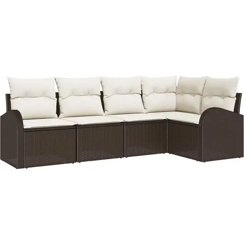 vidaXL Ensemble de Canapés 5 pc Marron Polyester – image 3