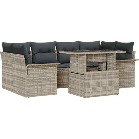 vidaXL Ensemble de canapé de jardin 7 pc Gris clair polyrotin – 983329 – image 2