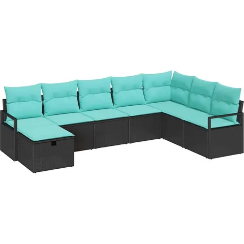 vidaXL Ensemble de Canapés 8 pc Noir polyrotin – 394385 – image 2