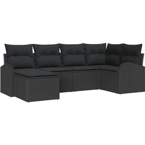 vidaXL Ensemble de Canapés 6 pc Noir polyrotin – 350534 – image 3