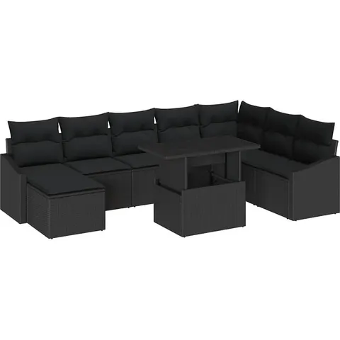 vidaXL Ensemble de Canapés 9 pc Noir polyrotin – 991737 – image 2
