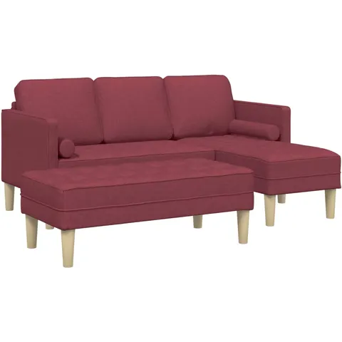 vidaXL Ensemble de Canapés 2 pc Bordeaux Polyester – image 2